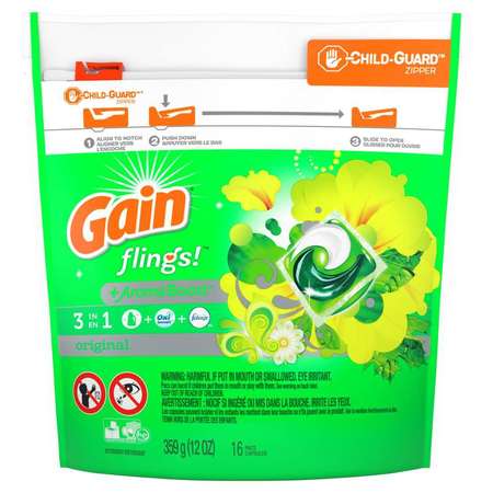 GAIN Detergent Liquid Pods Flings 13 oz., PK6 93130